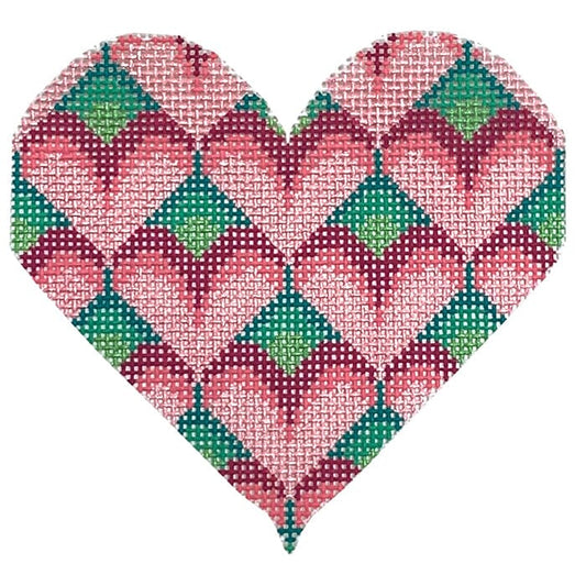 Pink/Green Heart Painted Canvas Danji Designs 