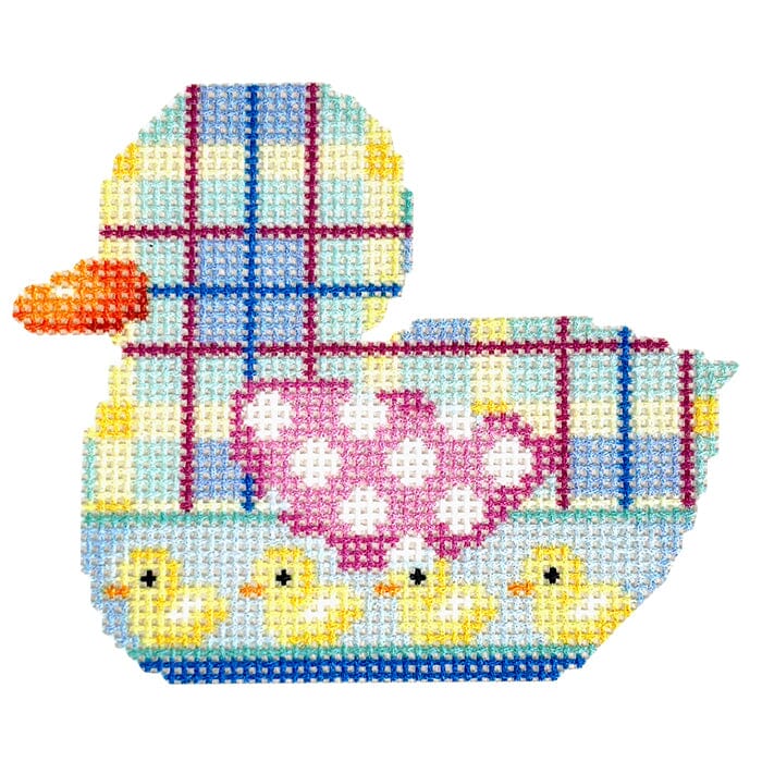 Plaid/Baby Ducks Duckie Printed Canvas Two Sisters Needlepoint 