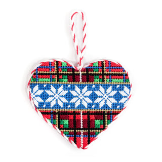 Plaid/Flakes Heart with Stitch Guide Printed Canvas Two Sisters Needlepoint 
