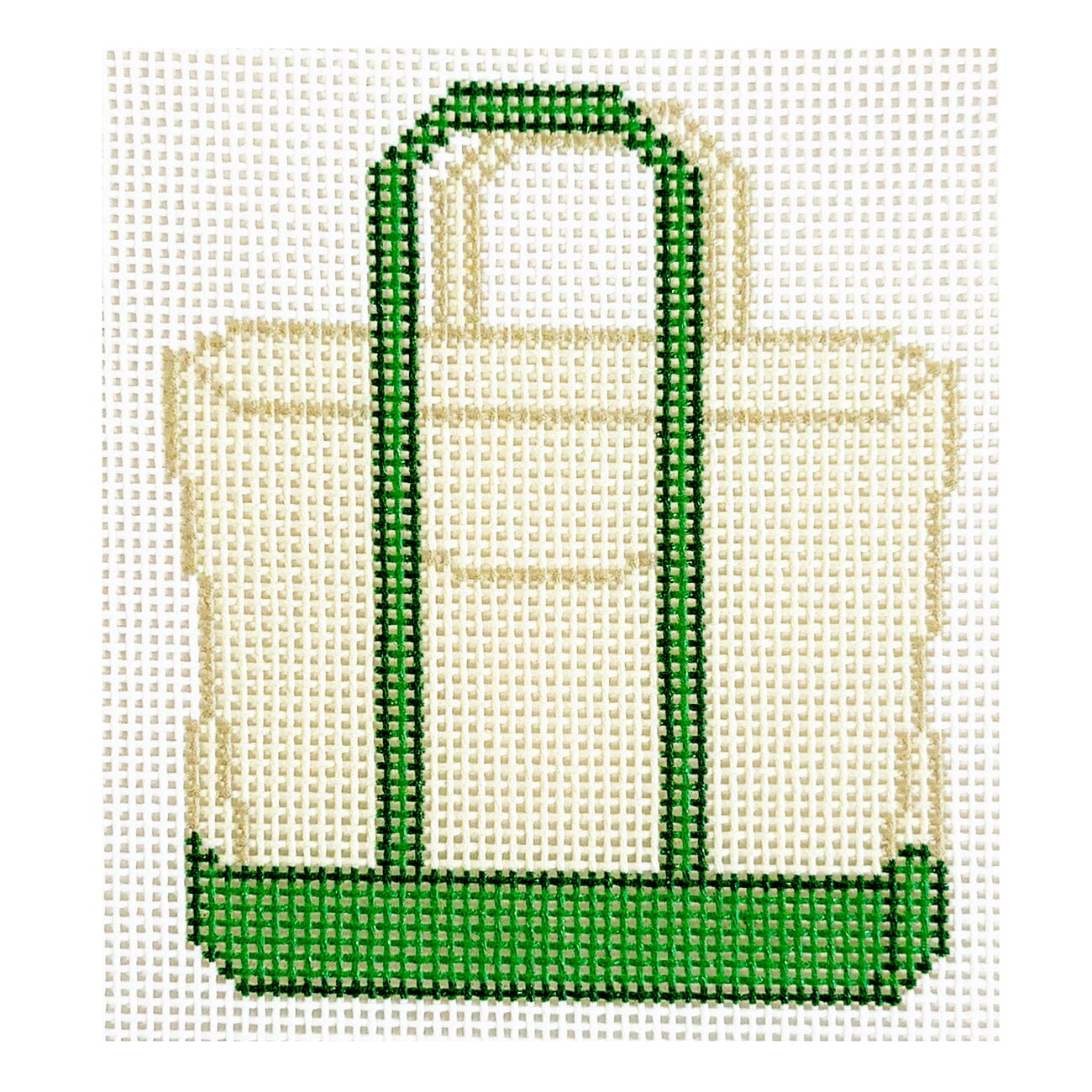 Plain Colored Tote   Green on 18 Painted Canvas Wheelhaus Needlepoint  - 1