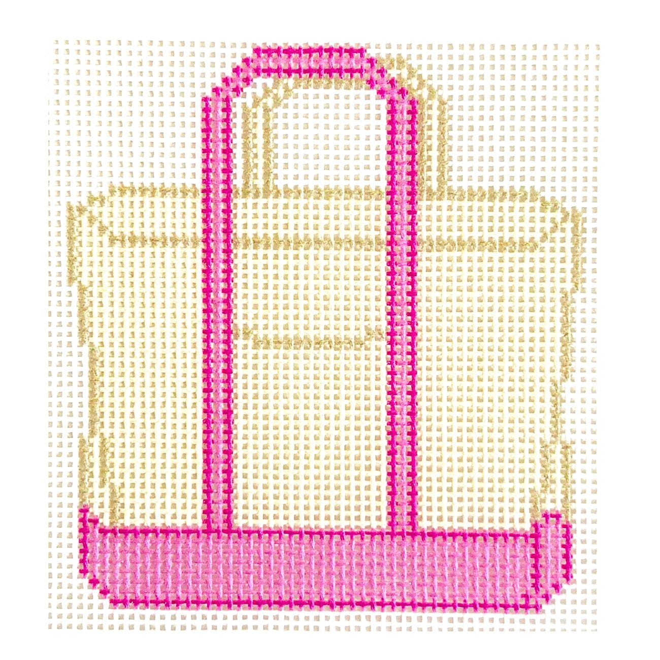 Plain Colored Tote   Pink on 18 Painted Canvas Wheelhaus Needlepoint  - 1