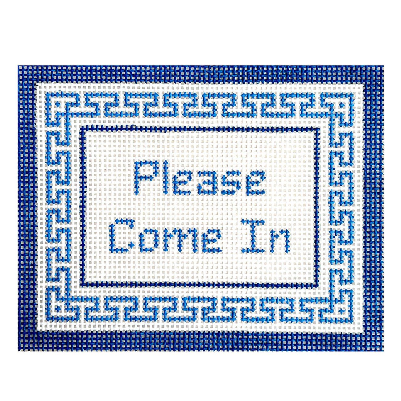 Please Come In, Greek Key, Sign Painted Canvas Susan Roberts Needlepoint Designs Inc.  - 1