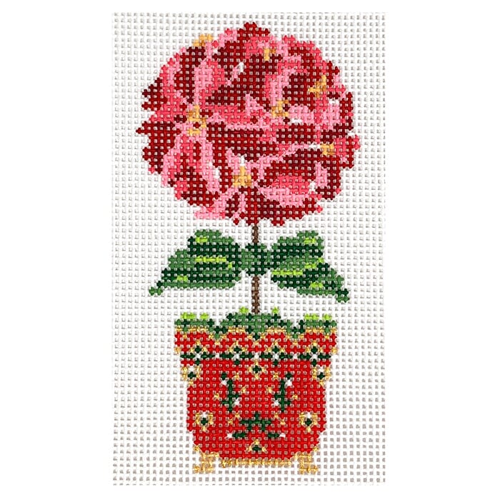 Poinsettia Topiary Painted Canvas Wipstitch Needleworks 