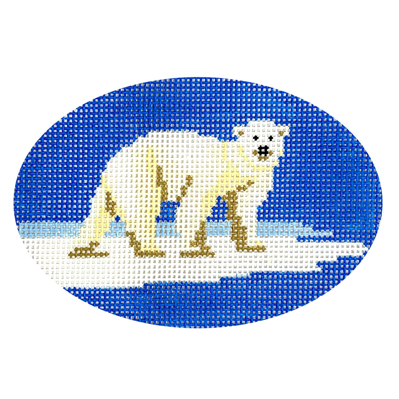 Polar Bear Oval Painted Canvas Goodpoint Needlepoint  - 1