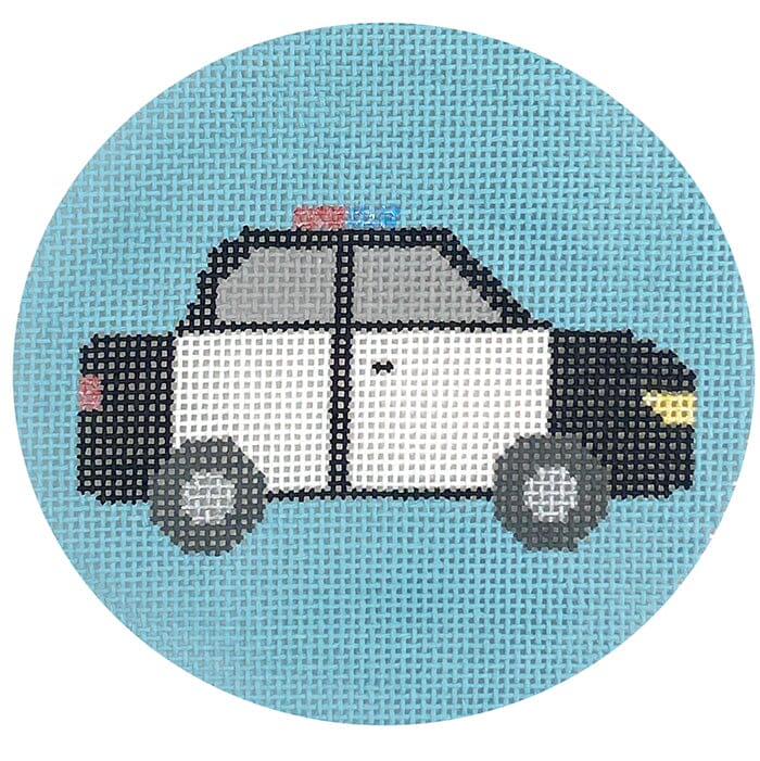 Police Car Round Painted Canvas Atlantic Blue Canvas 
