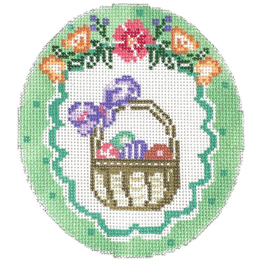 Polka Dot Easter Vignette Basket Oval Painted Canvas KCN Designers 