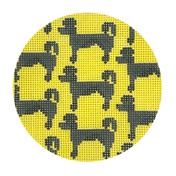 Poodle Repeat Round Painted Canvas Mopsey Designs 

