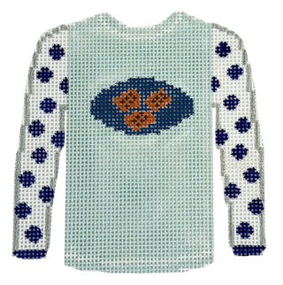 Potato Latkes on Light Blue Sweater Painted Canvas Kristine Kingston 
