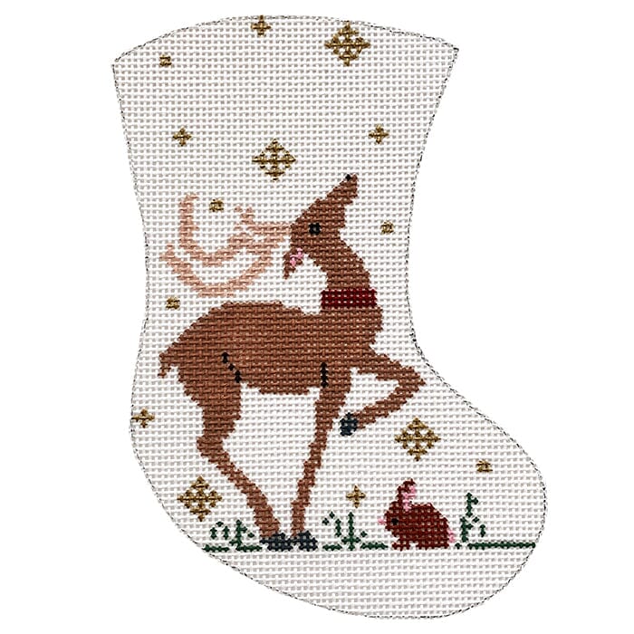 Prancing Deer Mini Stocking Painted Canvas Painted Pony Designs 
