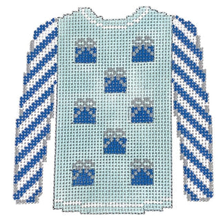 Presents on Light Blue Sweater Painted Canvas Kristine Kingston 
