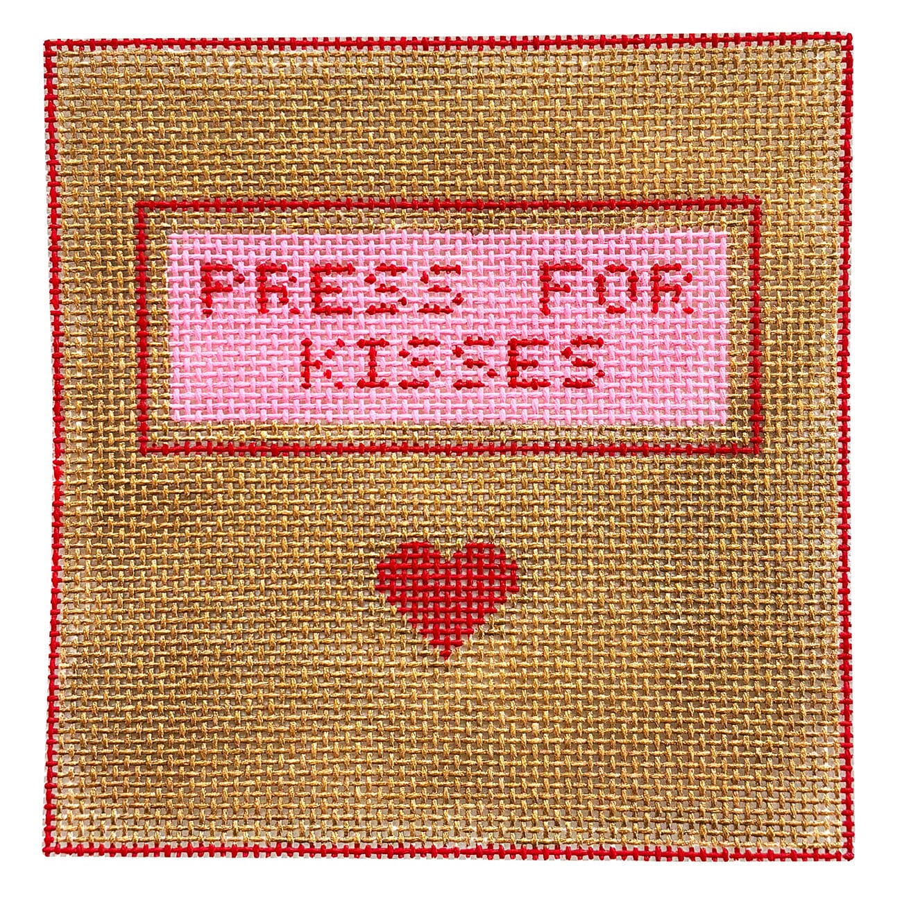 Press for Kisses Square Painted Canvas SilverStitch Needlepoint  - 1