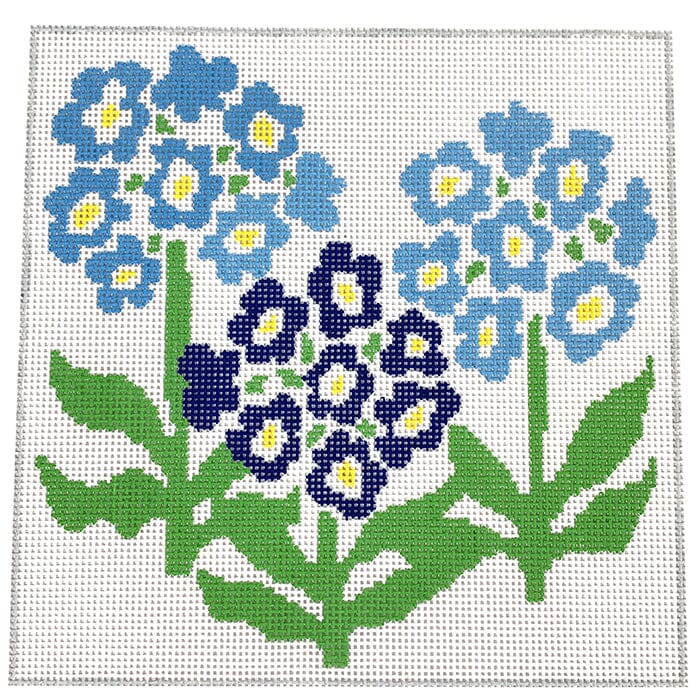 Pretty Primroses 8" Square   Blue Painted Canvas Jean Smith  - 1