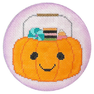 Pretty Spooky Candy Pail Painted Canvas Eye Candy Needleart 

