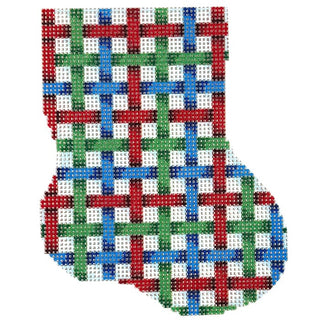 Primary Weave Mini Sock Printed Canvas Two Sisters Needlepoint 
