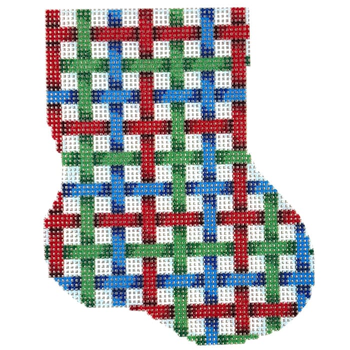 Primary Weave Mini Sock Printed Canvas Two Sisters Needlepoint 
