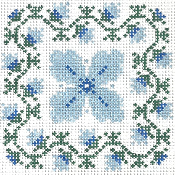 Primrose Square Blue Painted Canvas Thorn Alexander  - 1