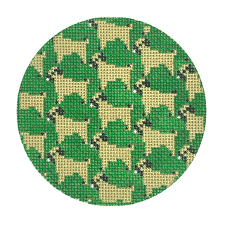 Pug Repeat Round Painted Canvas Mopsey Designs 
