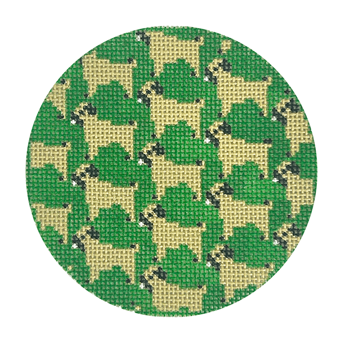 Pug Repeat Round Painted Canvas Mopsey Designs 
