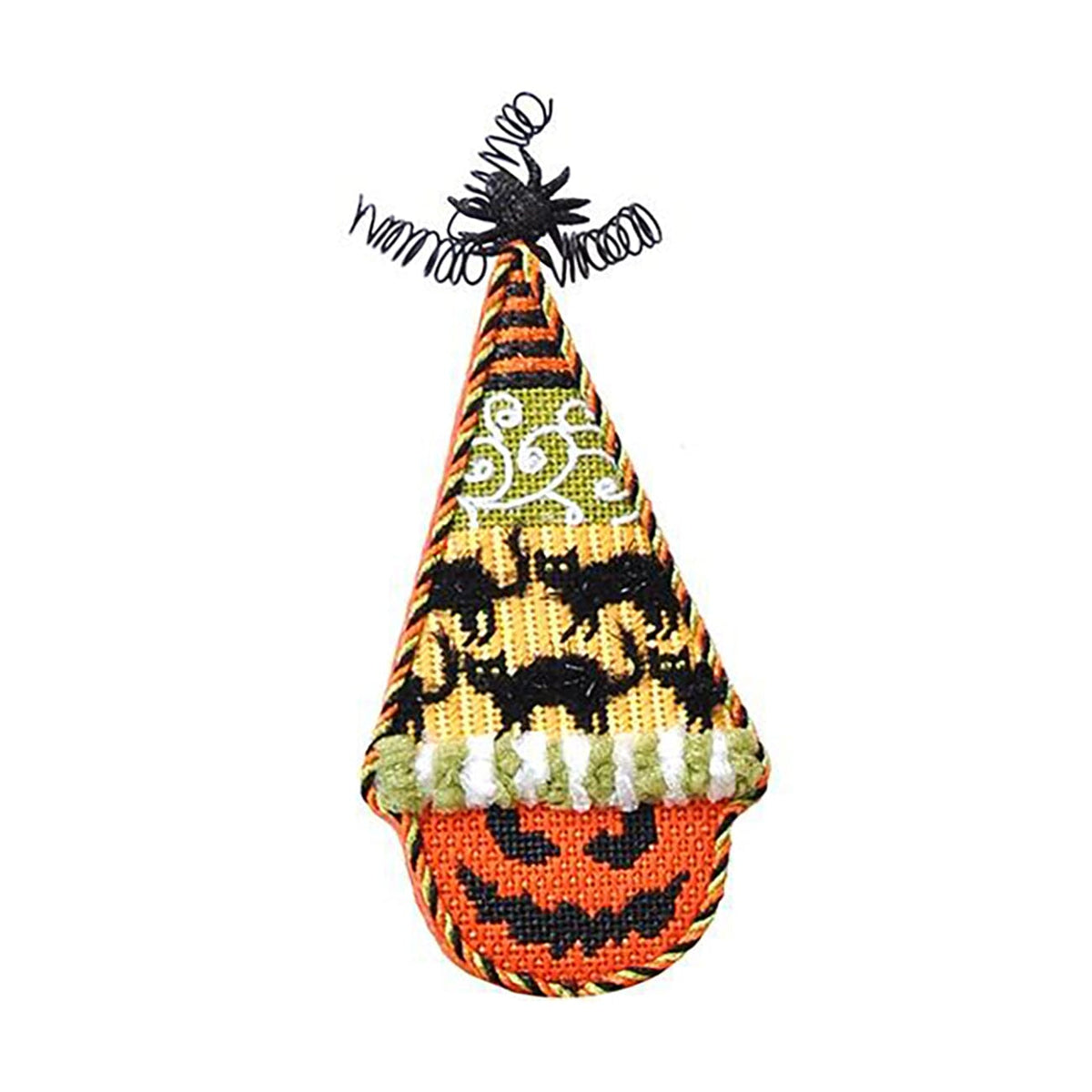 Pumpkin Cones   Black Cats with Stitch Guide Painted Canvas Kirk & Bradley  - 1