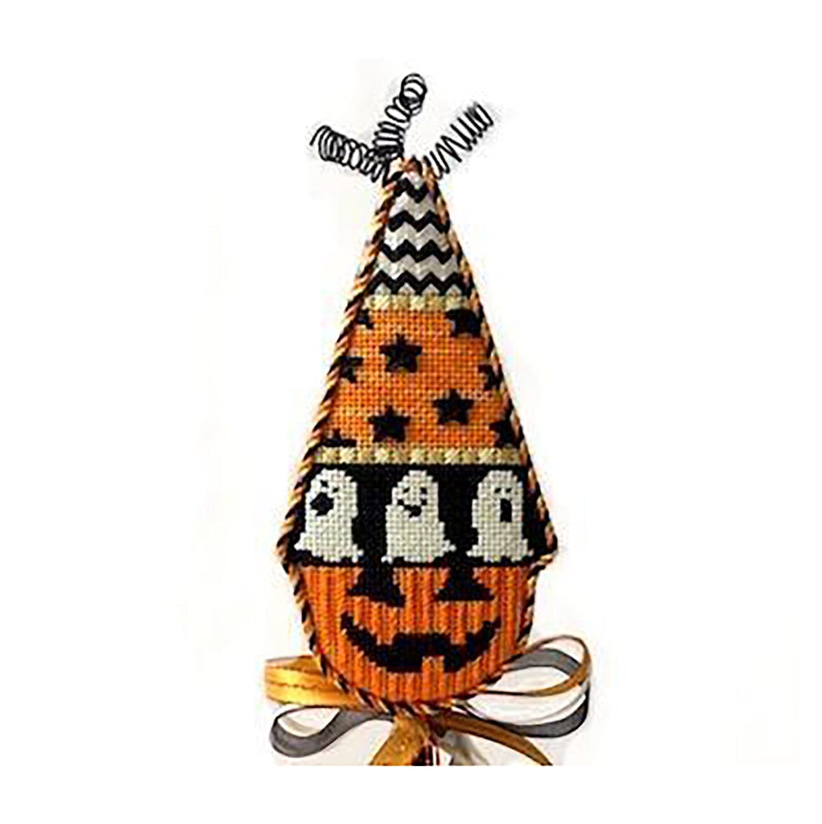 Pumpkin Cones   Ghosts with Stitch Guide Painted Canvas Kirk & Bradley  - 1