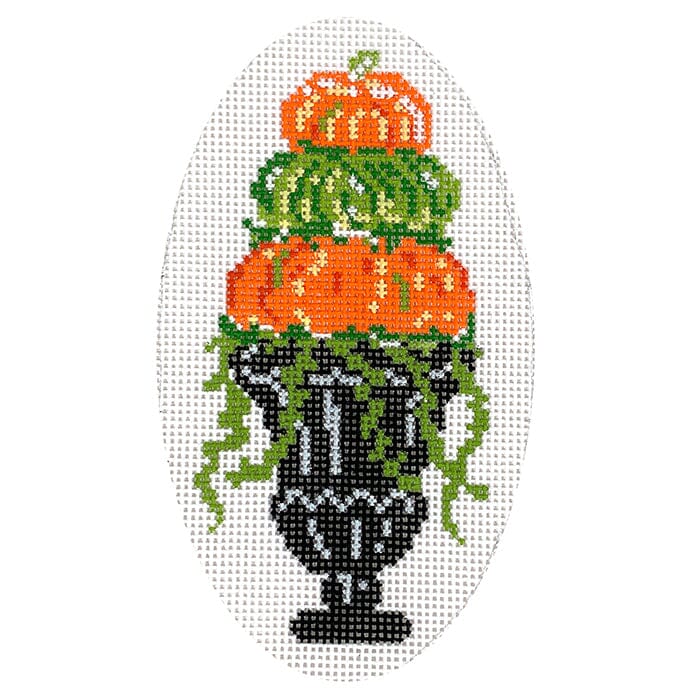Pumpkin Topiary Oval Painted Canvas KCN Designers  - 1