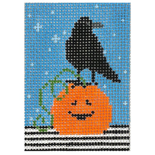 Pumpkin w/ Crow on 18 Painted Canvas Pippin 
