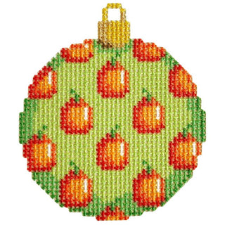 Pumpkins on Lime Mini Ball Printed Canvas Two Sisters Needlepoint 
