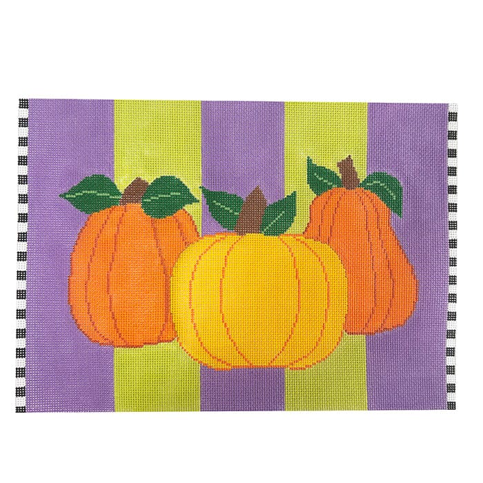 Pumpkins on Purple & Green Painted Canvas Kristine Kingston 