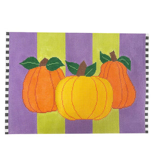 Pumpkins on Purple & Green Painted Canvas Kristine Kingston 
