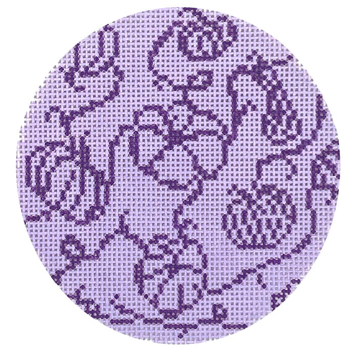 Pumpkins on Vine Round Purple Painted Canvas Goodpoint Needlepoint 
