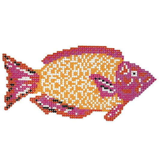 Purple and Orange Parrotfish Painted Canvas KCN Designers 