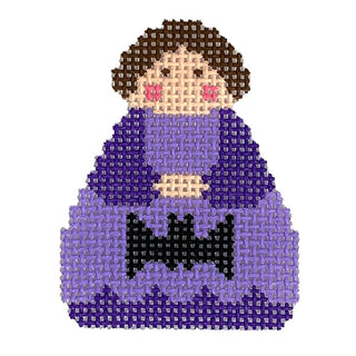 Purple Angel with Bat Ornament Painted Canvas Stitch Its 
