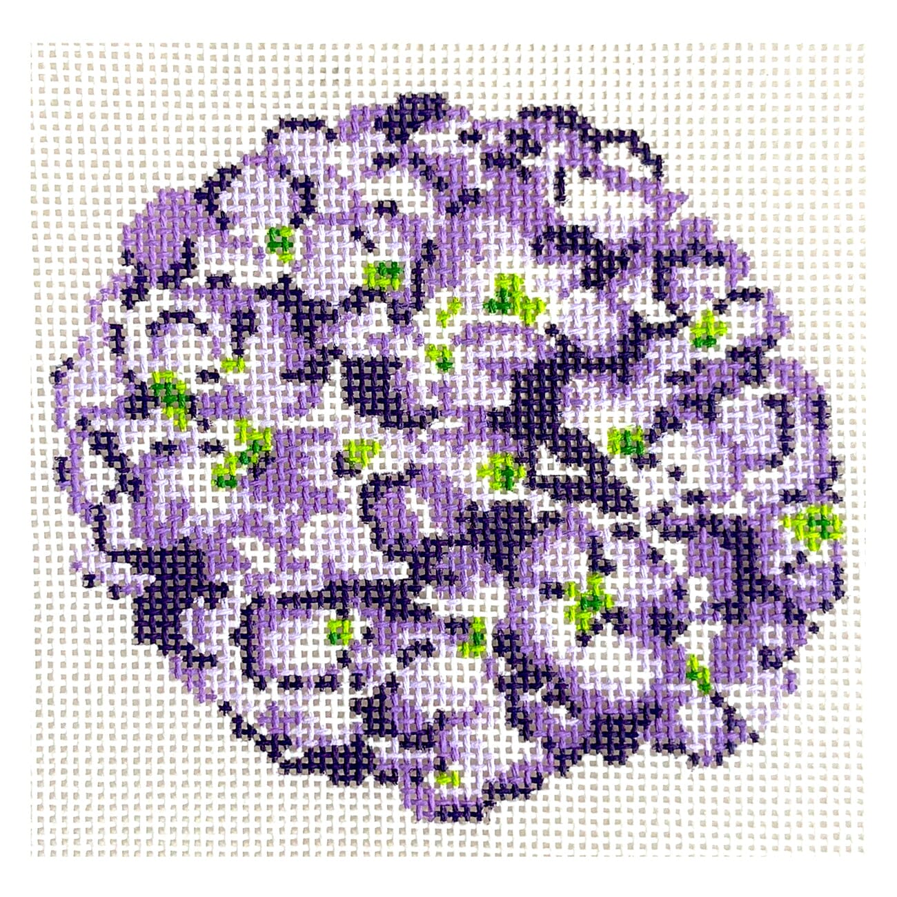 Purple Hydrangea Ornament Painted Canvas Initial K Studio  - 1
