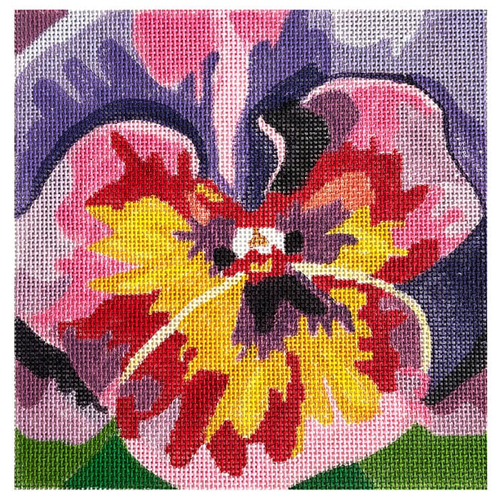 Purple & Pink Pansy 8" Painted Canvas Jean Smith  - 1