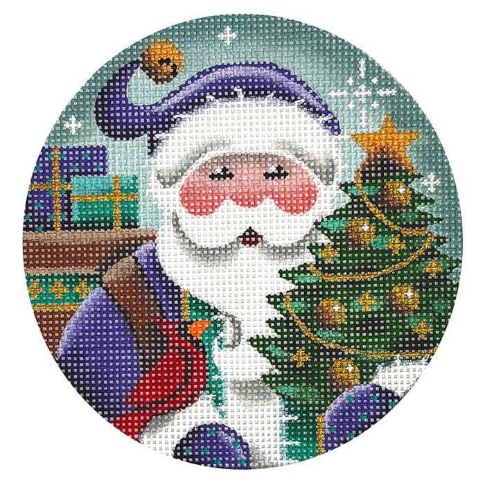 Purple Santa Painted Canvas Rebecca Wood Designs  - 1