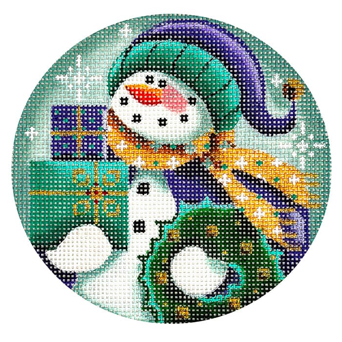 Purple Snowman Painted Canvas Rebecca Wood Designs  - 1