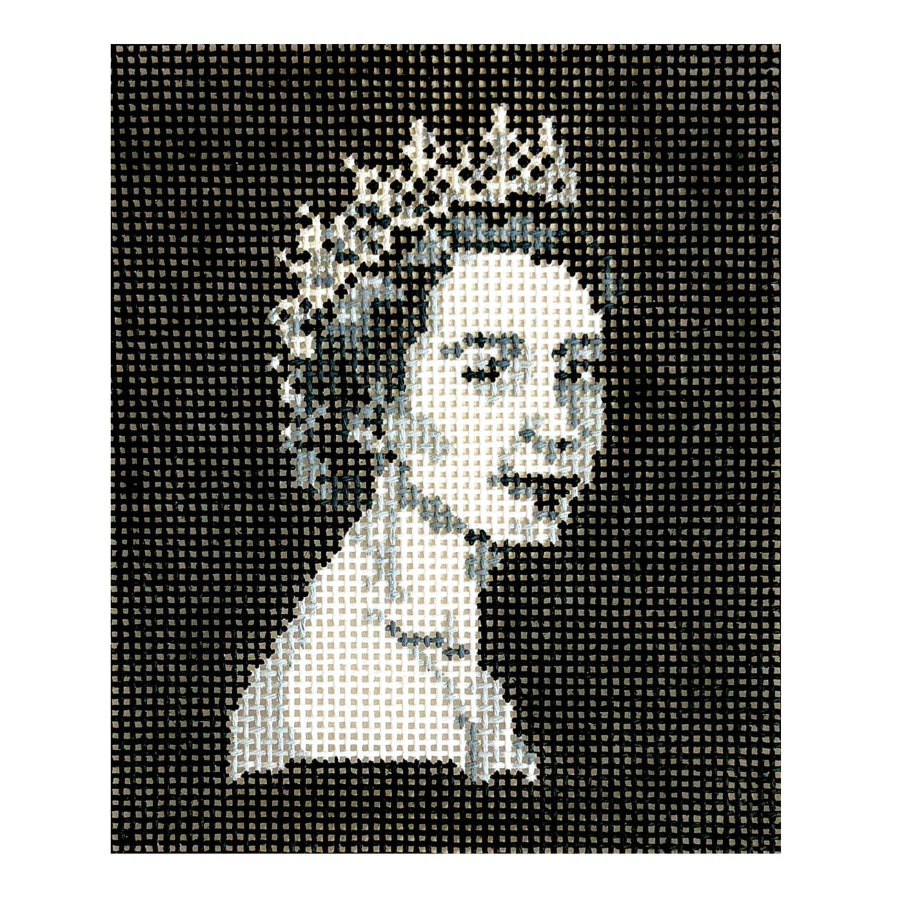 Queen Elizabeth II Painted Canvas The Gingham Stitchery  - 1