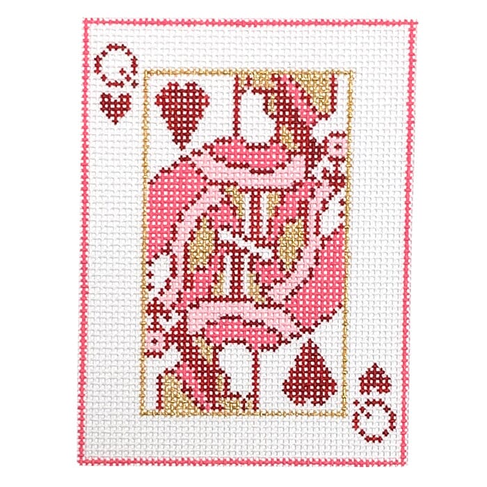 Queen of Hearts Ornament Painted Canvas Coco Frank Studio  - 1