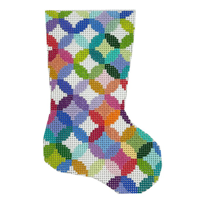 Quilt Rings Mini Stocking   All the Colors Painted Canvas Elizabeth Crane Swartz Designs 
