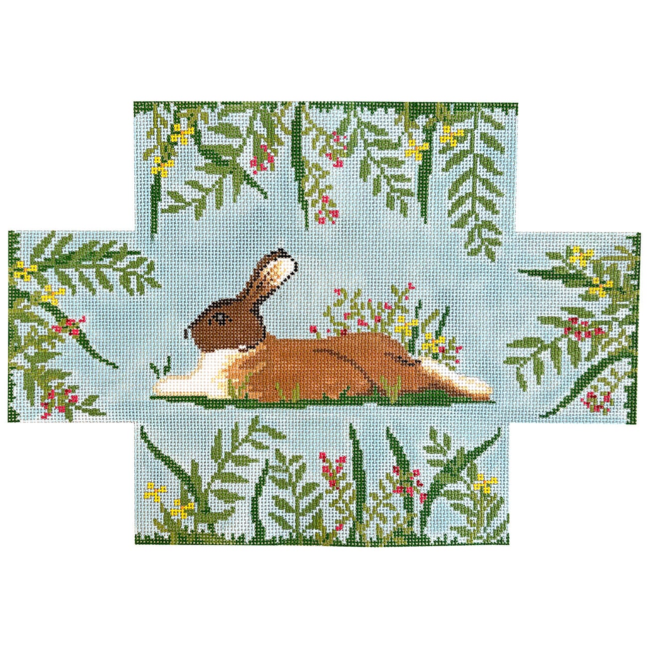 Rabbit in Flowers, Brick Cover Painted Canvas Susan Roberts Needlepoint Designs Inc.  - 1