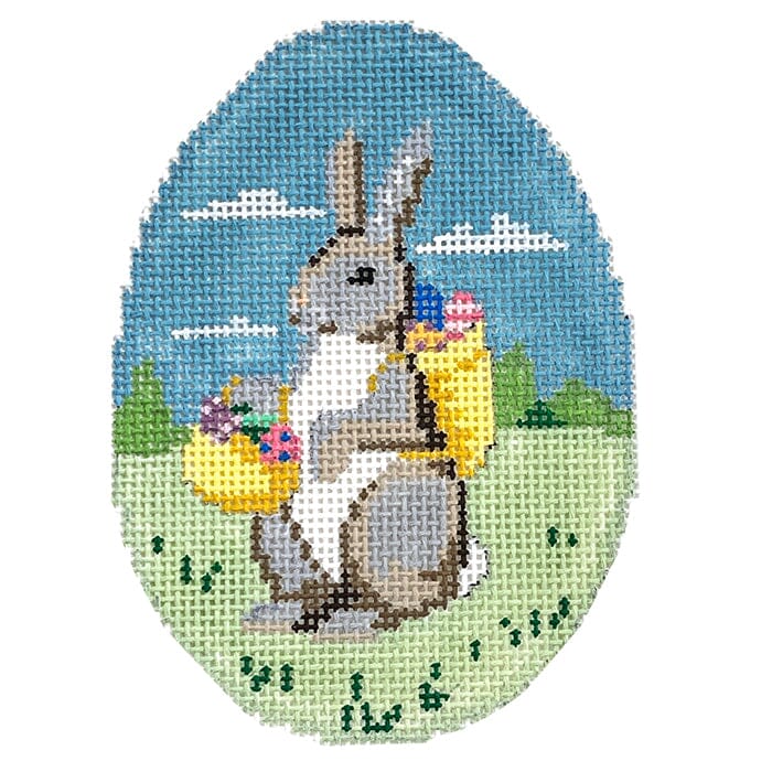 Rabbit with Egg Basket Egg Painted Canvas Susan Roberts Needlepoint Designs Inc. 
