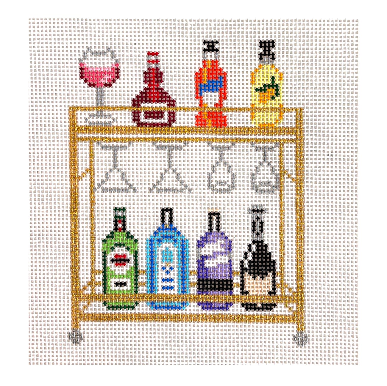 Rainbow Bar Cart Painted Canvas Morgan Julia Designs  - 1