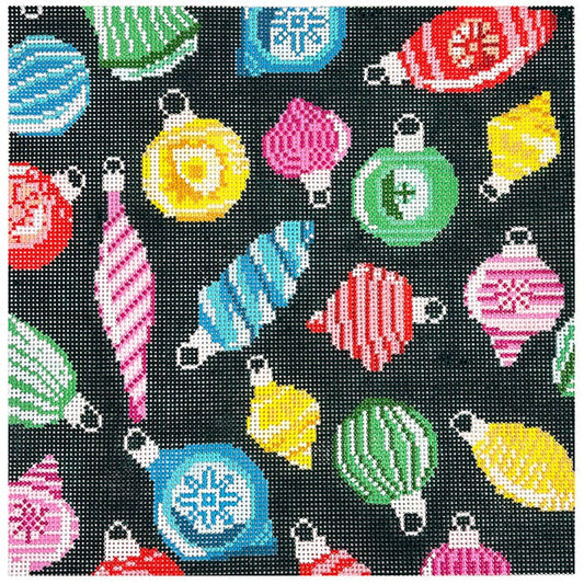 Rainbow Baubles 10x10 Painted Canvas Mopsey Designs 