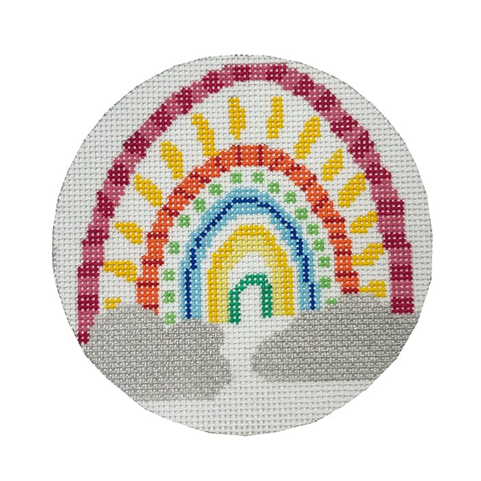 Rainbow Glittery Ornament Painted Canvas Laura Love Designs  - 