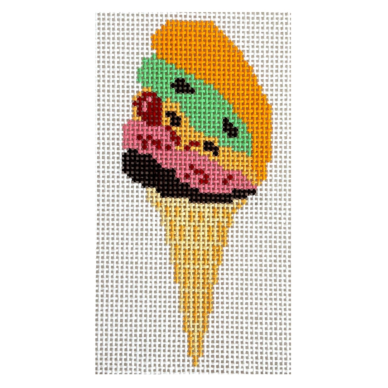 Rainbow Ice Cream Cone Painted Canvas Atlantic Blue Canvas  - 1