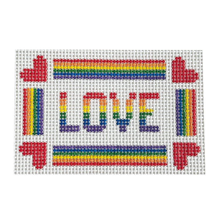 Rainbow LOVE Canvas Painted Canvas Goodpoint Needlepoint 