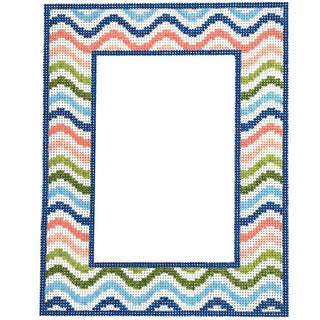 Rainbow Squiggle Frame Painted Canvas Goodpoint Needlepoint 
