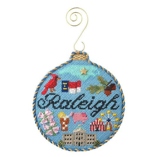 Raleigh Travel Round with Stitch Guide and Online Class Painted Canvas Kirk & Bradley 