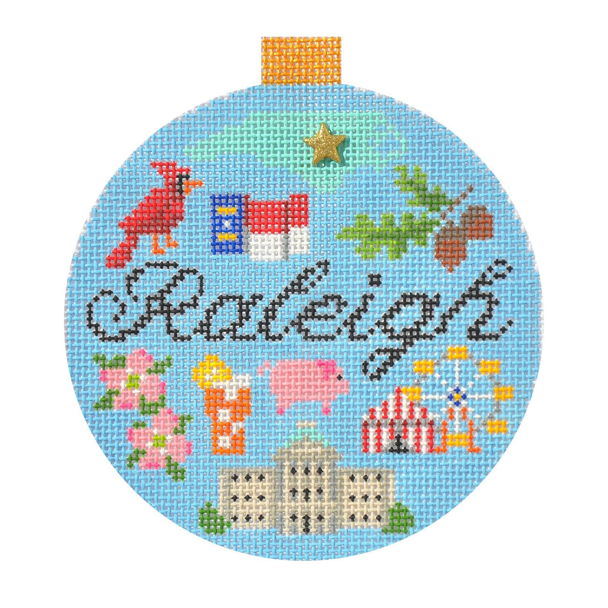 Raleigh Travel Round with Stitch Guide and Online Class Painted Canvas Kirk & Bradley  - 1