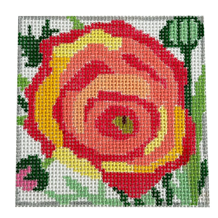 Ranunculus Coaster #3 Painted Canvas Jean Smith  - 1